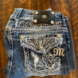 Miss Me Dark Blue Embellished Cropped Jeans